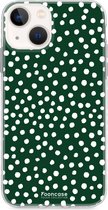 iPhone 13 hoesje TPU Soft Case - Back Cover - POLKA / Stipjes / Stippen / Donker Groen