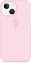 Fooncase Hoesje Geschikt voor iPhone 13 Mini - Shockproof Case - Back Cover / Soft Case - Roze / veldbloemen