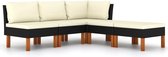 Decoways - 5-delige Loungeset met kussens poly rattan zwart