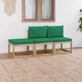 Decoways - 3-delige Loungeset met groene kussens