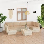 Decoways - 7-delige Loungeset met kussens pallet vurenhout