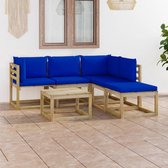 Decoways - 6-delige Loungeset met blauwe kussens