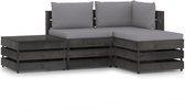 Decoways - 4-delige Loungeset met kussens grijs geïmpregneerd hout