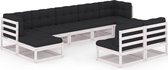 Decoways - 9-delige Loungeset met kussens massief grenenhout wit