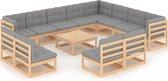 Decoways - 13-delige Loungeset met kussens massief grenenhout