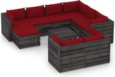 Decoways - 10-delige Loungeset met kussens grijs geïmpregneerd hout