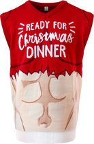 JAP Christmas Kerst vest (maat L) - 100% Gerecycled - Kriebelt niet - Kerstcadeau volwassenen - Foute Kerst spencer dames en heren - Ready for Christmas dinner - Rood