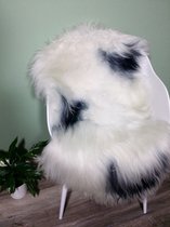 IJslandse Schapenvacht Wit Zwart Gevlekt XL (115cm) - 100% ECHT en Natuurlijk Schapenvachtje