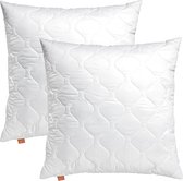 Sleepling 191122 Set van 2 Comfort 100 kussens | Ökotex | wasbaar tot 60 graden | Made in EU | Vulhoeveelheid garantie | Maatgarantie | 80 x 80 cm, wit