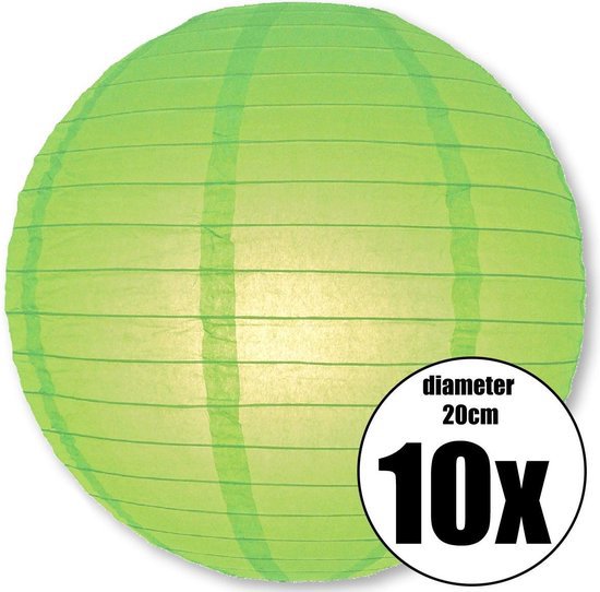 10 groene lampionnen met een diameter van 20cm