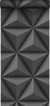 Origin Wallcoverings eco texture vlies behang grafisch 3D motief donkergrijs - 347816 - 0,53 x 10,05 m