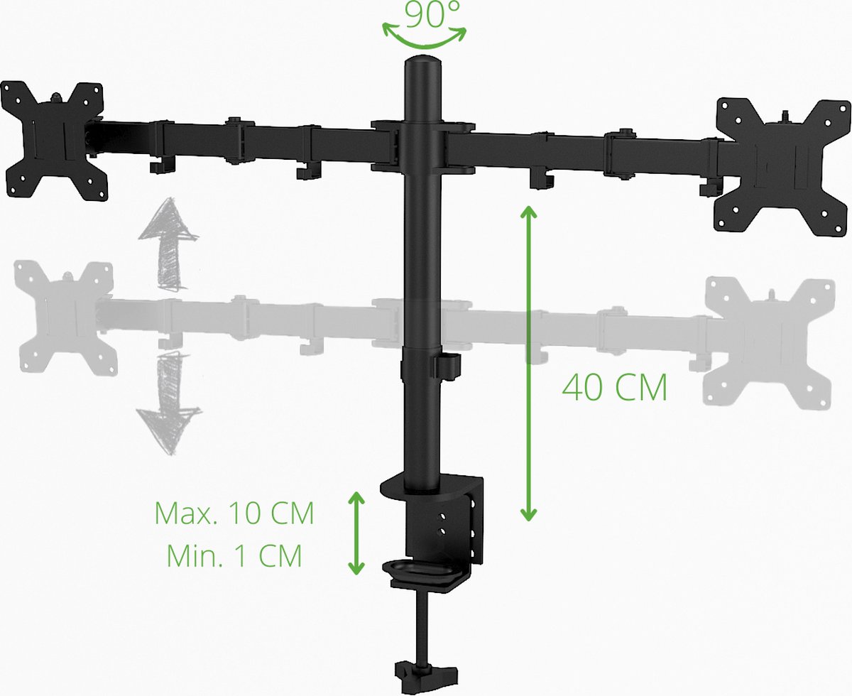 BELIFE BLF-M10 - Dubbele Monitor arm - Monitor Beugel 13 t/m 27 Inch thumbnail 2