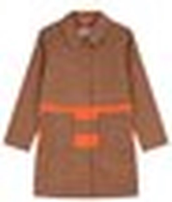 Carlijn coat 06 reversible plain brown and AOP sits Yellow: 104/4yr