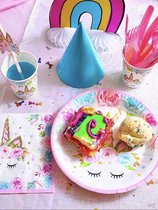 Unicorn feest - eenhoorn - kartonnen bordjes - bekers - servetten - feestartikelen- karton - servies - feestdecoratie - verjaardag - tafel -