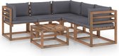 vidaXL 6-delige Loungeset met antracietkleurige kussens grenenhout