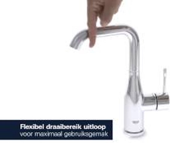 GROHE Essence New Wastafelkraan - hoge draaibare uitloop - met trekwaste -  hard... | bol.com