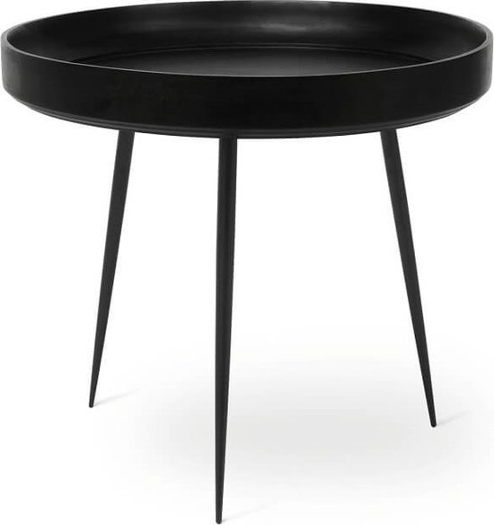 Mater Bowl table L - black stained mango wood - steel legs D52cm / H46cm