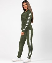 Premium Dames Trainingspak / Tracksuit / Joggingspak | Sport Kleding | Groen-Wit - S