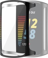 By Qubix - Geschikt voor Fitbit Charge 5 - Fitbit Charge 6 siliconen case (volledig beschermd) - Zwart