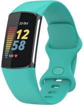 By Qubix - Geschikt voor Fitbit Charge 5 - Fitbit Charge 6 Sportbandje met dubbele lus - Mint groen - Maat: S - Smartwatch Band - Horlogeband - Polsband