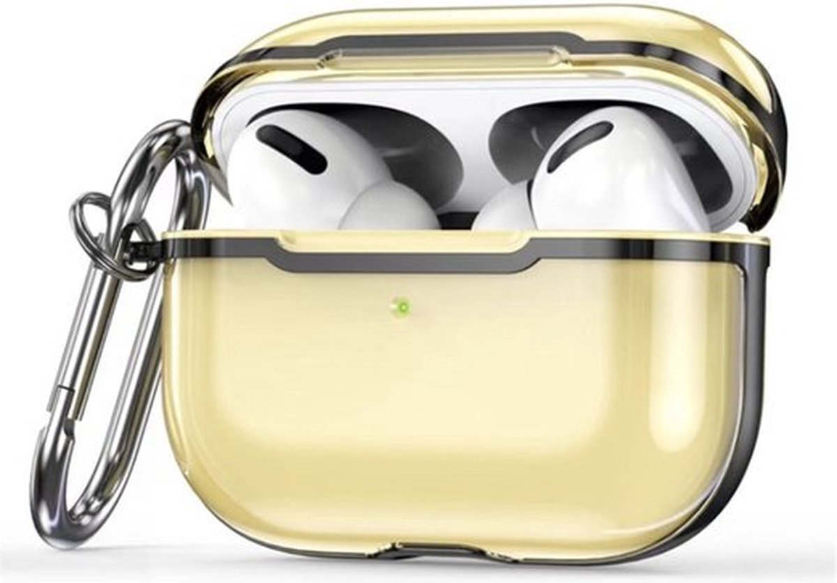 AirPods hoesjes van By Qubix - AirPods Pro / AirPods Pro 2 hoesje - TPU - Split series - Goud + Zwart (transparant) Airpods Pro Case Hoesje voor