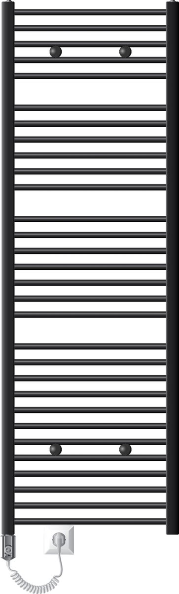 Elektrische badkamerradiator met verwarmingselement 1200W 600x1800 mm antraciet gebogen met zijaansluiting