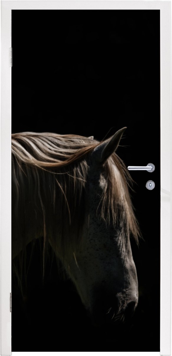Afbeelding van product StickerSnake  Deursticker Paard - Dieren - Wit - 95x215 cm - Deurposter