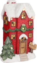 House of Seasons - Kersthuisje 1 met verlichting – 35 x 25 x 55 cm – Rood