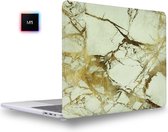 MacBook Pro 13 Inch M1 Case - Hardcover Hardcase Shock Proof Hoes A2338 Cover - Marmer White/Gold