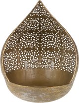 Metalen kaarshouder met glas - Goud - 19x18x22.5cm