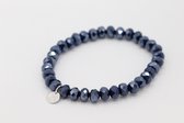 Bubbels Sieraden crystal armband denim blue pearl shine - blauw - Maat one size