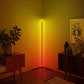 Voltar® Hoeklamp - Staande Lamp - Vloerlamp Zwart - LED Lamp Dimbaar - Vloerlampen Woonkamer - Afstandsbediening - Kleuren Instellen