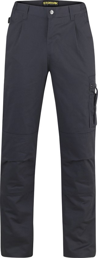 Donkergrijze STØRVIK herenwerkbroek met steekzakken, cargozak en kniezakken.