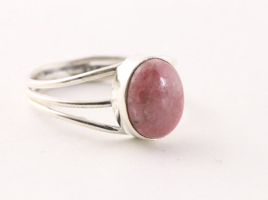 Bague ajourée en argent avec rhodonite - taille 18,5