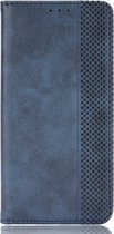 Luxe retro blauw agenda book case hoesje Motorola Moto E20 / E40