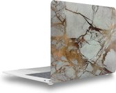 MacBook Air Cover - 13 Inch Hard Case - Hardcover Shock Proof Hardcase Hoes Macbook Air 2018 (A1932) Cover - Marble White/Gold