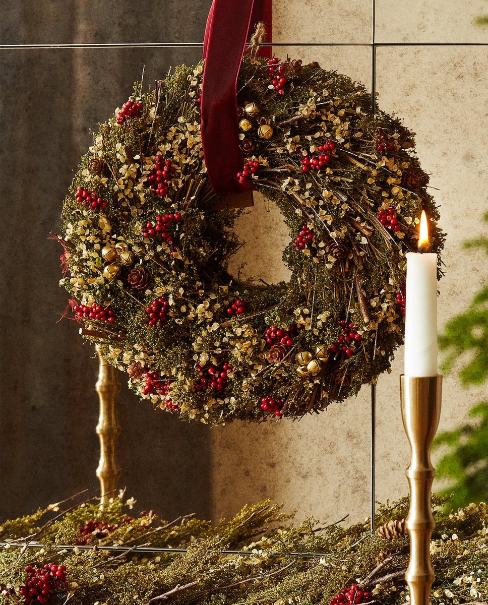 Kerstkrans voordeur 30 Cm/12in Kerstkrans Opgeruimde Dennenappel Kerstkrans Met Witte Boog En Lanyard Voorverlichte Kerstkransen Voor Voordeur Kerstkransen (Color : 30cm/12in
