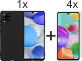 Samsung A42 Hoesje - Samsung galaxy A42 hoesje zwart siliconen case hoes cover hoesjes - 4x Samsung A42 screenprotector