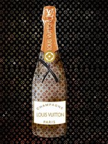 60 x 80 cm - Glasschilderij - Perfect combination: Champagne van Gucci - schilderij fotokunst - verwerkt met metaalfolie