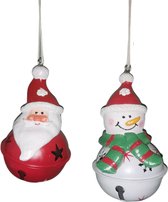 Décorations de Noël en métal - Pendentif - Ornement Lot de 2 - Père Noël/Bonhomme de neige