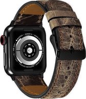 Geschikt voor Apple Watch bandje 42 / 44 / 45 / 49 mm - Series 1 2 3 4 5 6 7 8 SE Ultra - Smartwatch iWatch horloge band - 42mm 44mm 45mm 49mm - Fungus - PU Leer - Bruin - Craked