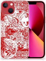 GSM Hoesje Geschikt voor iPhone13 Back Case TPU Siliconen Hoesje Angel Skull Red