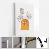 Schilderen Muur Foto's Home Room Decor. Moderne abstracte kunst botanische kunst aan de muur. Boho. Minimal Art Bloem op Geometrische Vormen Achtergrond - Modern Art Canvas - Verti