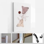 Schilderen Muur Foto's Home Room Decor. Moderne abstracte kunst botanische kunst aan de muur. Boho. Minimal Art Bloem op Geometrische Vormen Achtergrond - Modern Art Canvas - Verti