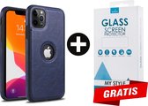 Backcase Lederen Hoesje iPhone 11 Pro Blauw - Gratis Screen Protector - Telefoonhoesje - Smartphonehoesje