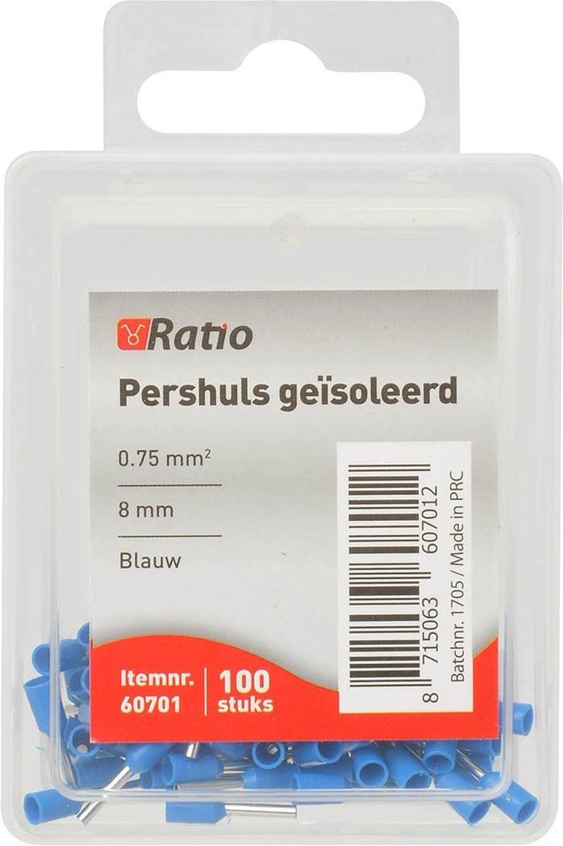 Adereindhuls geïsoleerd voor 0.75 mm kabel - doosje 100 stuks