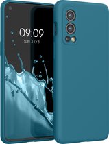 kwmobile telefoonhoesje geschikt voor OnePlus Nord 2 5G - Hoesje met siliconen coating - Smartphone case in mat petrol