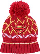 Rode muts met pompon SUPERMAN 2-6 jaar 52-54 cm