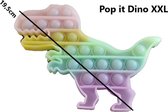 Manks Kids Collections ® Glow in the dark Pop it Dino XXL - Zacht regenboog kleur - Fidget toys- cadeautip - Rainbow colour