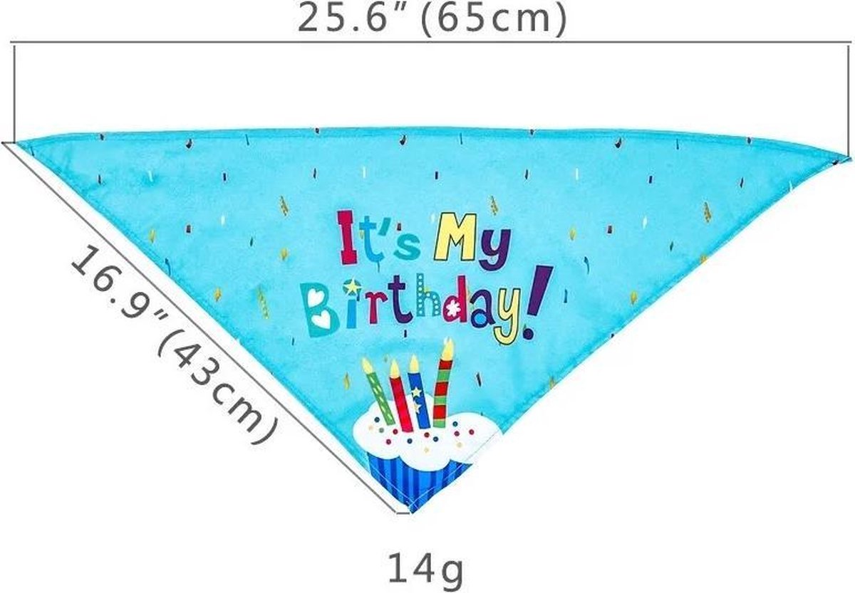 Verjaardagsset Voor Honden – Met Muts, Bandana En Strik – Blauw, Met Cijfers En 'Happy Birthday' – Geschikt Voor De Meeste Hondenrassen